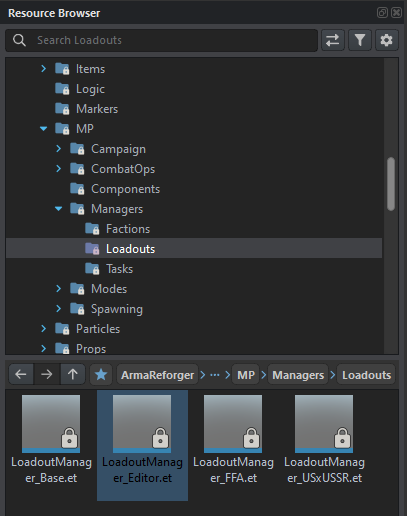 An image showing the location of the LoadoutManager_Editor prefab.